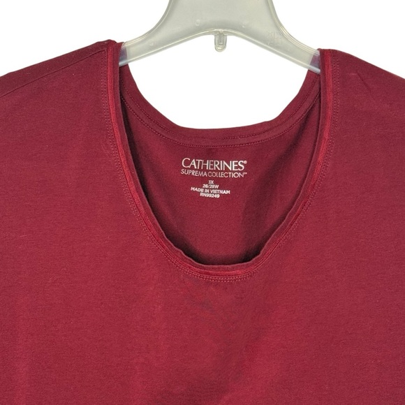 Catherines Suprema Collection Burgundy 3/4 Sleeve Scoop Neck Tee Shirt Size 3X - Picture 6 of 15